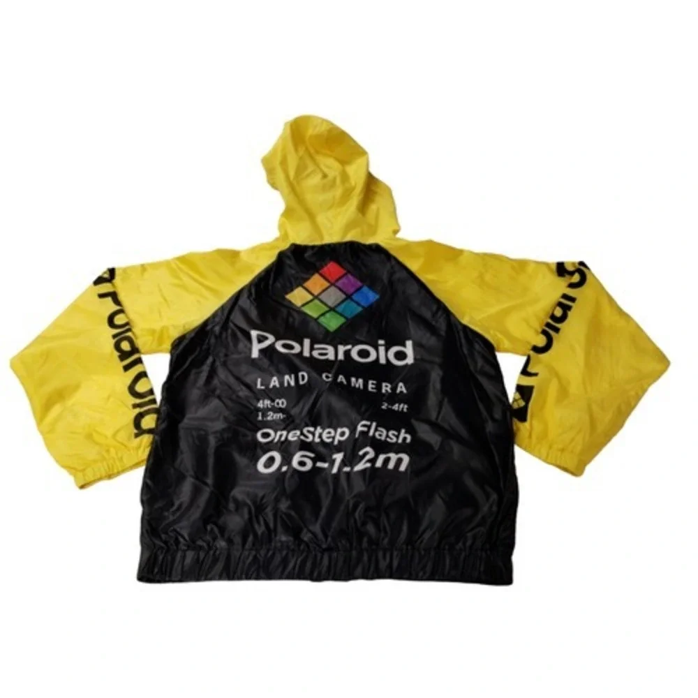 Polaroid Womens Colorblock Hooded Windbreaker Jacket Yellow Black Womens‎ Medium